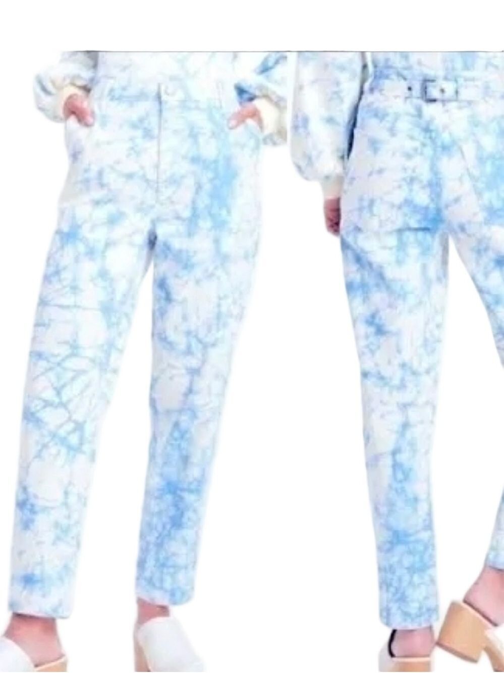 Rachel Comey x Target High Rise Tapered Jeans Blue Marble Tie Dye Buckle Back 10
